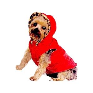 ZACK & Zoey Red/Leopard reversible dog Puffer Vest